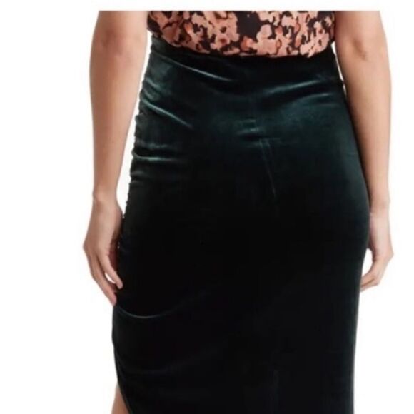 Veronica Beard Herst Satin Velvet Midi Skirt Emerald 2 NWT $548 - Picture 7 of 9